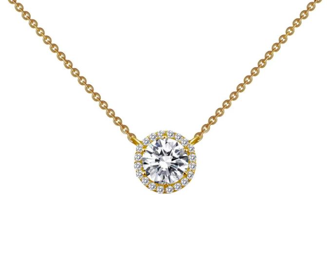 Lafonn Gold Tone Halo Necklace - 1.23CTTW