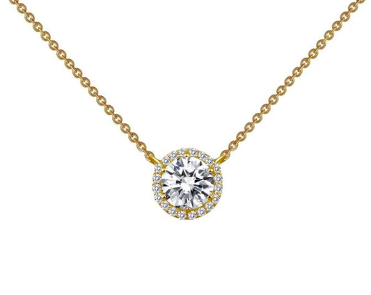 Lafonn Gold Tone Halo Necklace - 1.23CTTW