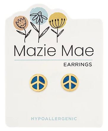 Mazie Mae Gold Peace Sign Stud Earrings