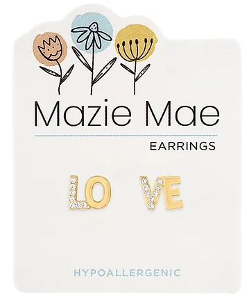 Mazie Mae Gold Cubic Zirconia Love Stud Earrings