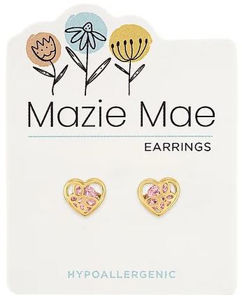 Mazie Mae Gold Rosewater Opal Butterfly Heart Stud Earrings