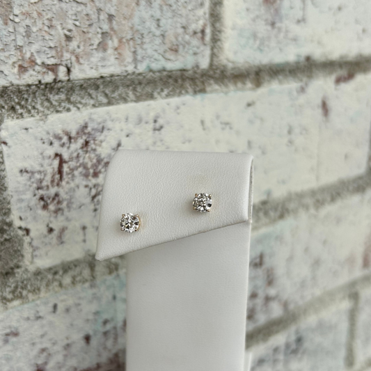14K Yellow Gold 1CTTW Round Diamond Stud Earrings