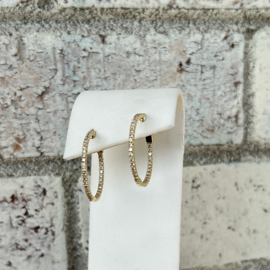 14K Yellow Gold 1CTTW Diamond Hoop Earring