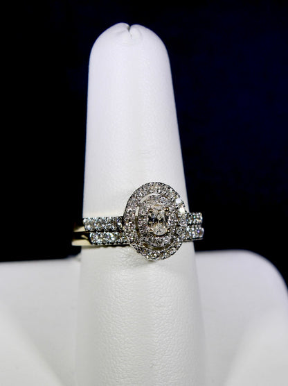 10K White Gold .74CTTW Diamond Engagement Set -Size 7