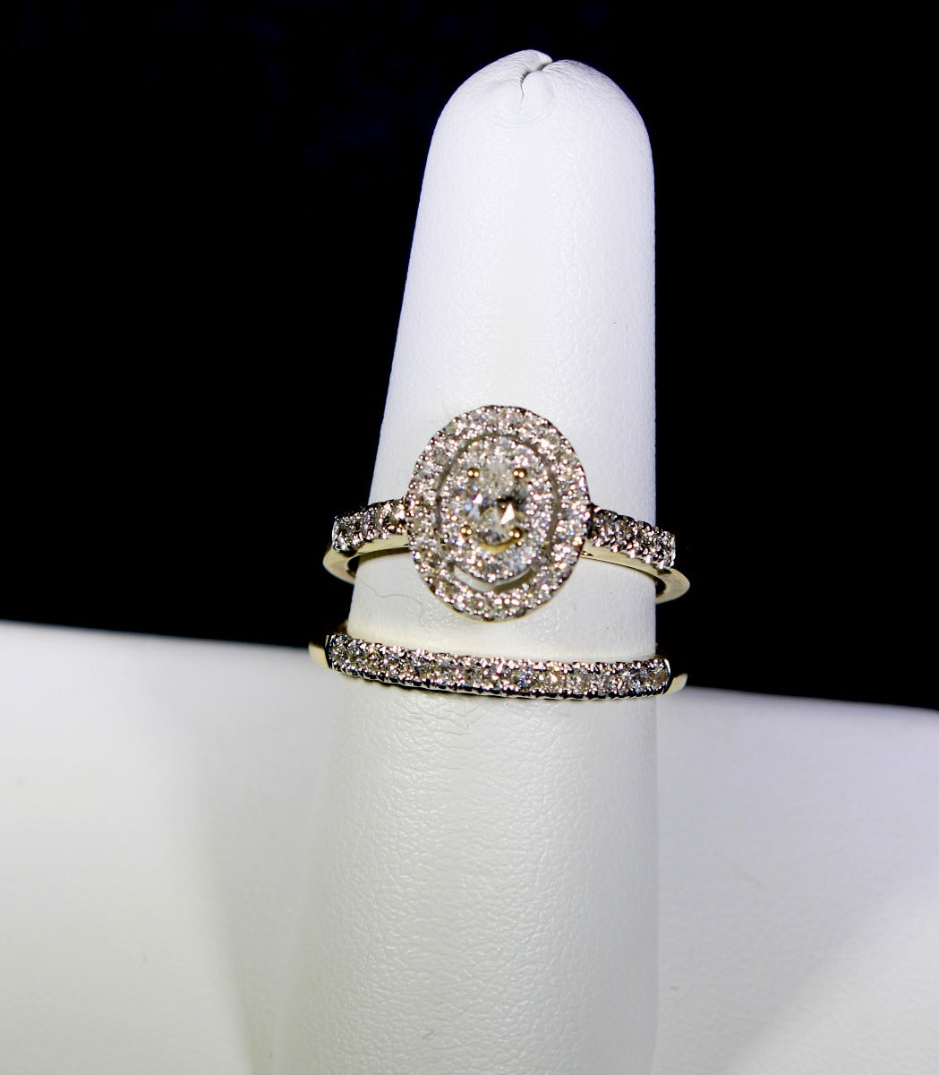 10K White Gold .74CTTW Diamond Engagement Set -Size 7