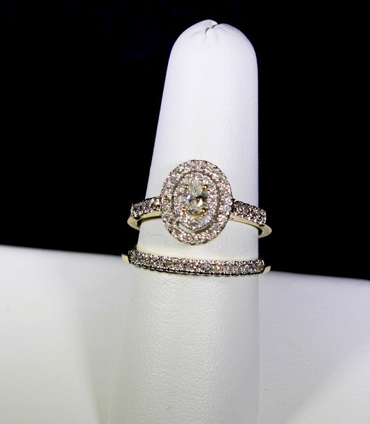 10K White Gold .74CTTW Diamond Engagement Set -Size 7