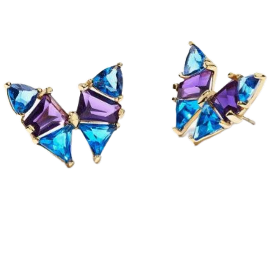 Kendra Scott Blair Gold Butterfly Studs Earrings - Blue Mix