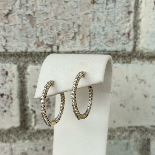 14K Yellow Gold 1CTTW Diamond Hoop Earrings