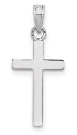 10K White Gold Polished Cross Pendant