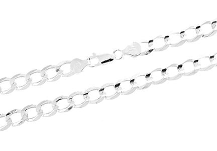 Sterling Silver 7mm Super Light Curb Chain - 9"