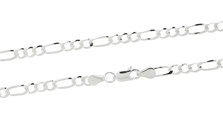 Sterling Silver 3mm Figaro Bracelet - 8"