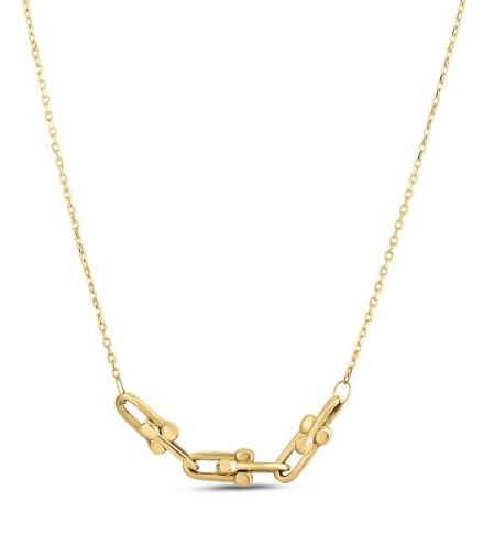 14K Yellow Gold Beaded Paperclip Necklace
