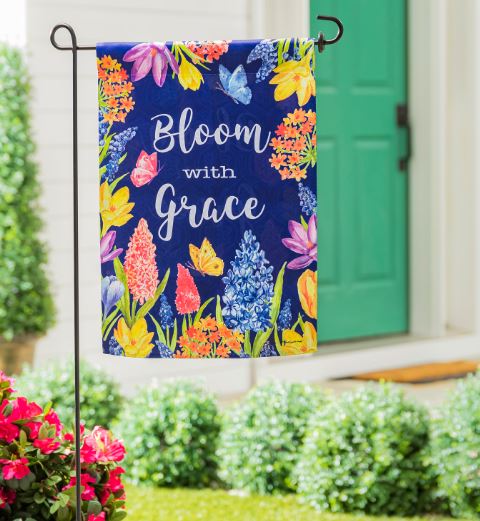 Bloom With Grace Floral Garden Suede Flag