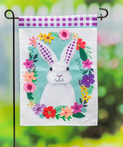 Gingham Bunny Garden Flag