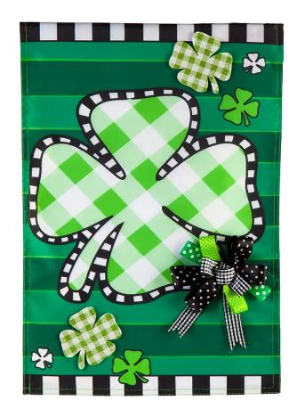 Check Clover Garden Applique Flag