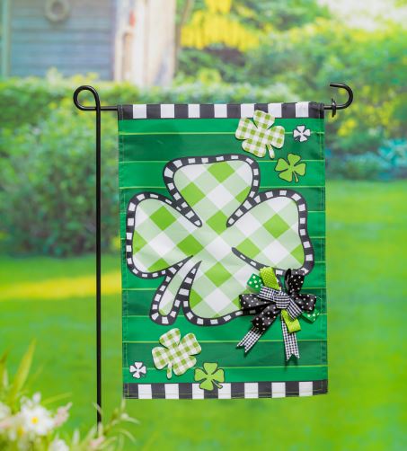 Check Clover Garden Applique Flag