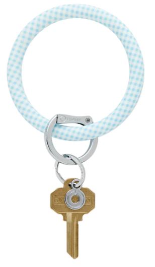 BOKR-S-GSCB O-Venture Silicone Big O Key Ring - Gingham Sweet Carolina Blue