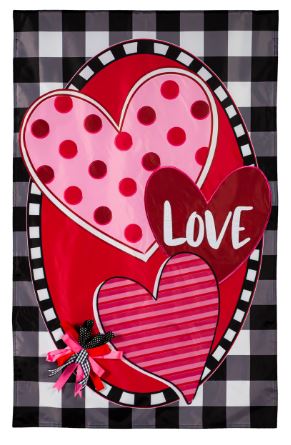 Hearts & Love House Applique Flag