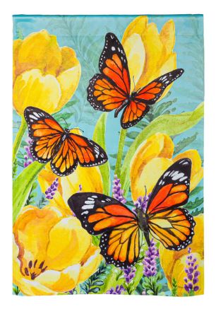 Tulip & Butterfly House Suede Flag
