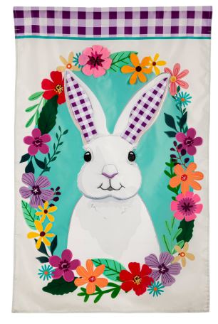 Gingham Bunny House Applique Flag