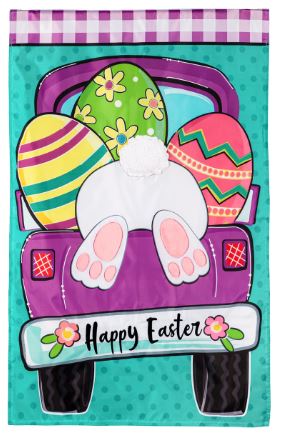 Easter Truck Bunny Bottom House Applique Flag