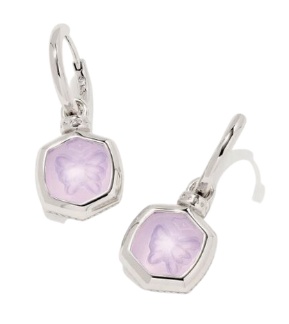 Kendra Scott Davie Intaglio Rhodium Huggie Earrings in Lavender Opalite Buttfly