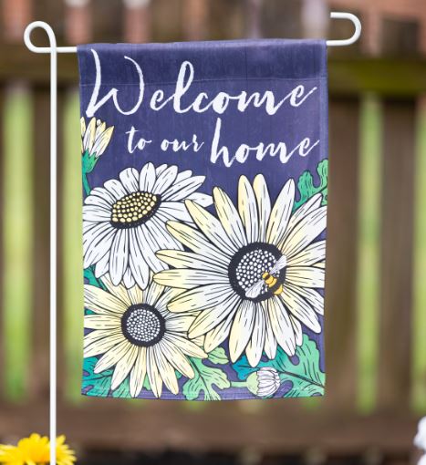 Home Daisies Garden Suede Flag