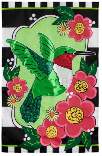 Spring Hummingbird House Applique Flag