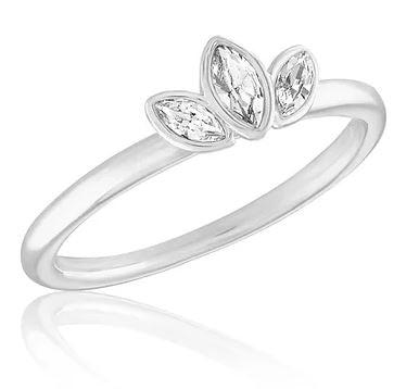 Stacks Trio Cubic Zirconia Leaf Ring