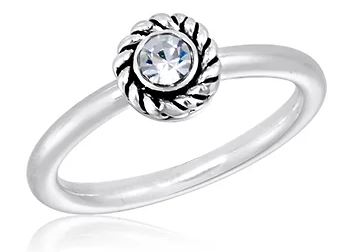 Stacks Round Plain Cubic Zirconia Ring