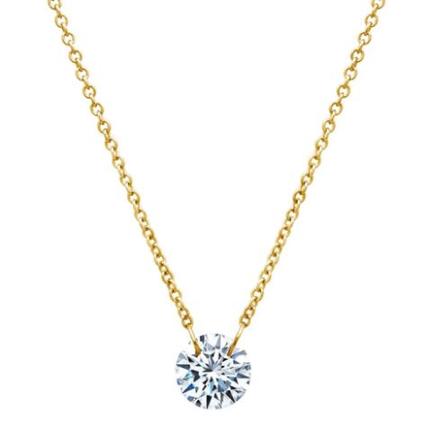 Lafonn Gold Plated Frameless Solitaire Necklace - 2CCTW