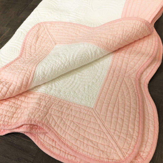 Baby Quilt - White With Pink Trim