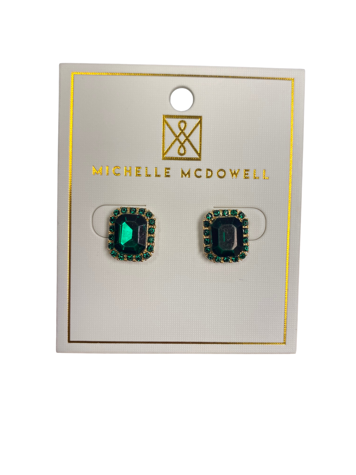 79839 Michelle McDowell Gold Tone Hadley Green Stone Earrings 0