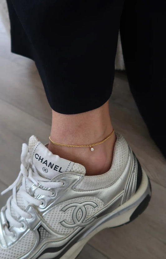 406556 Chansutt Pearls Olivia Anklet Water Resistant 18k Plated Stainless Steel 8-10 inches Adjustable