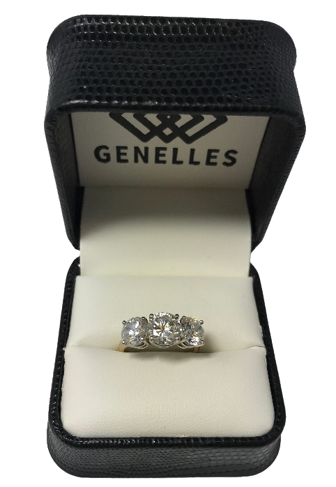 U 14K Yellow Gold CZ 3 Stone Ring