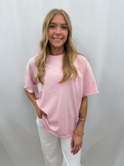 7821-B Southern Grace Pink Boxy Short Sleeve Tee