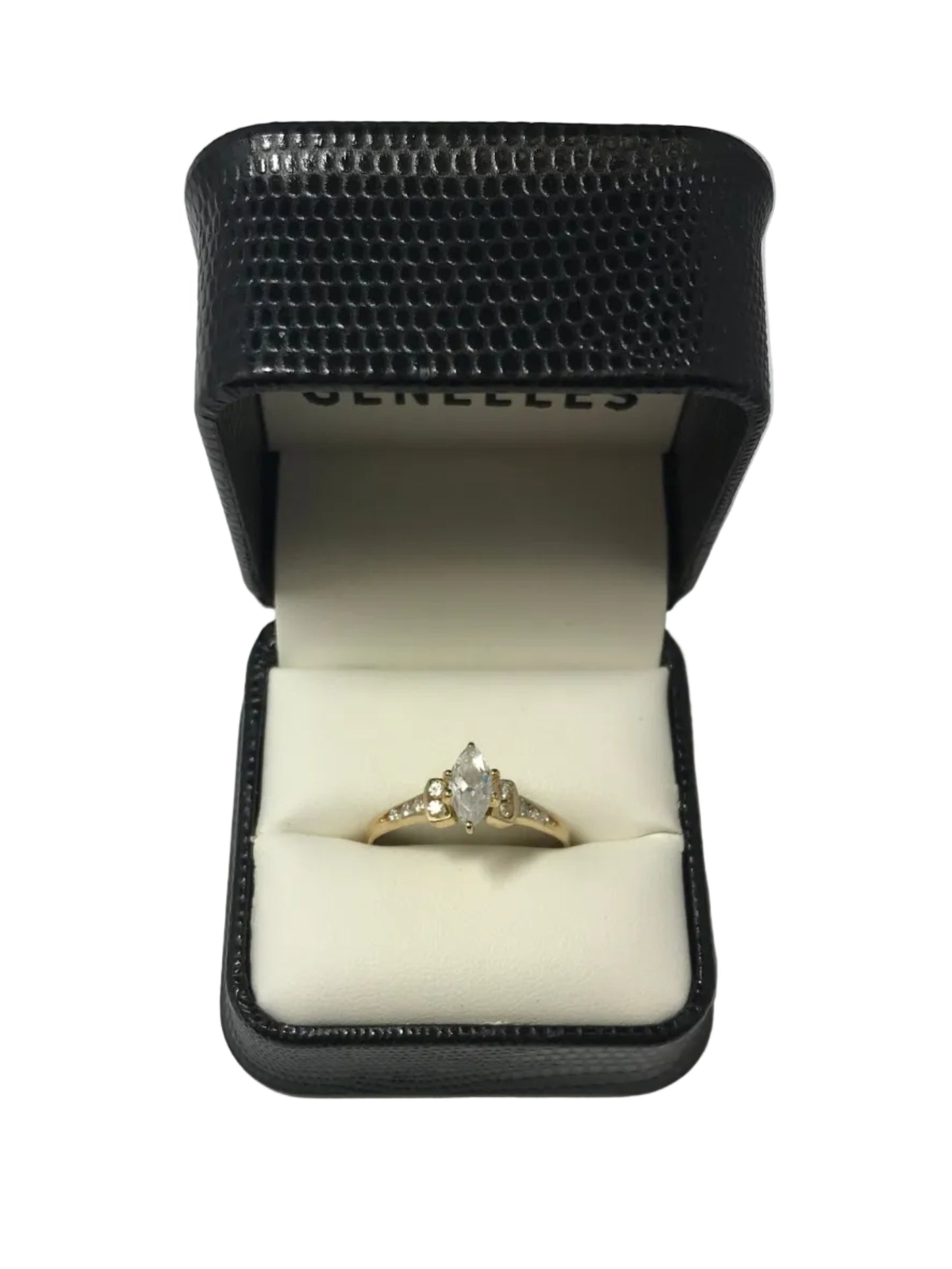 U 47396 14K Yellow Gold Marquise CZ Ring with CZ Accent Band