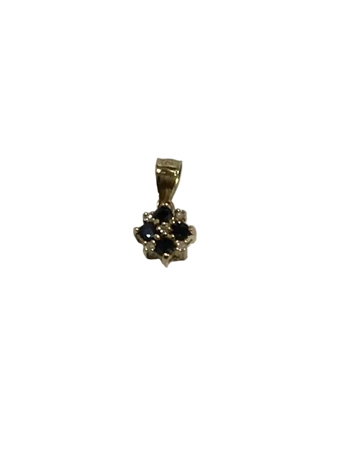 U 14K Yellow Gold 12PT CTTW/ 4 Blue Stone Pendant