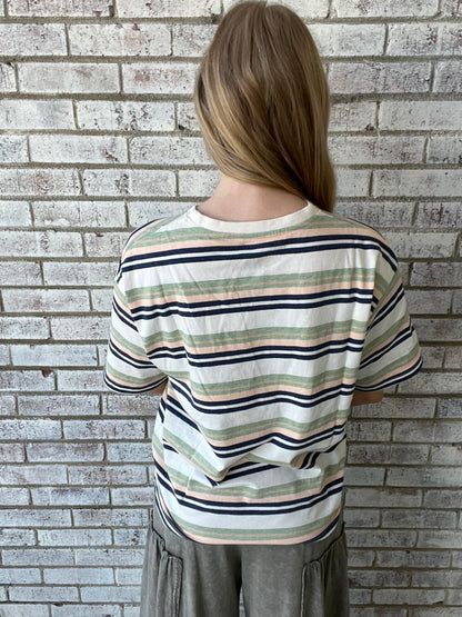 RDG61004SLD Royce Brand Naples Short Sleeve Oversized Yarn Dyed Crew Sage