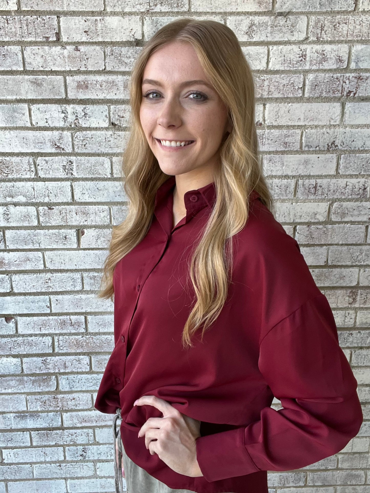 7660B-MR Grace and Emma Kathryn Button Up in Maroon 0