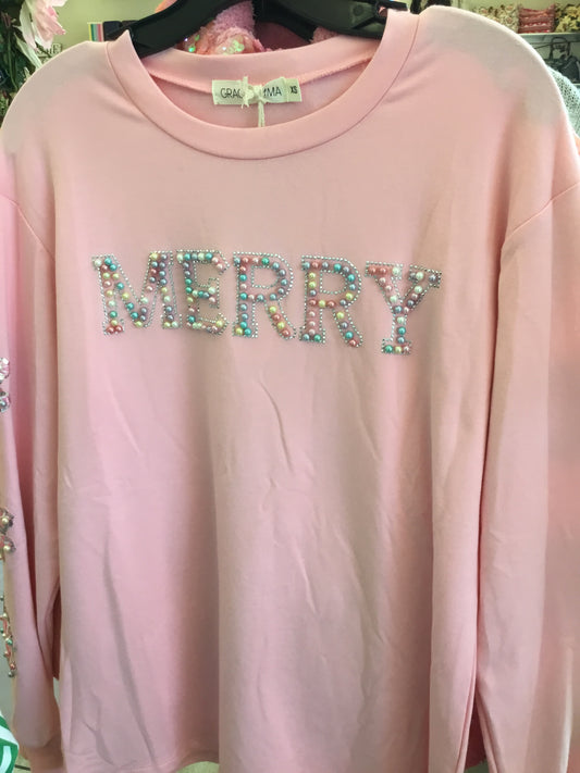 5470 Emma and Grace Pearl Merry Pink Sweatshirt 0
