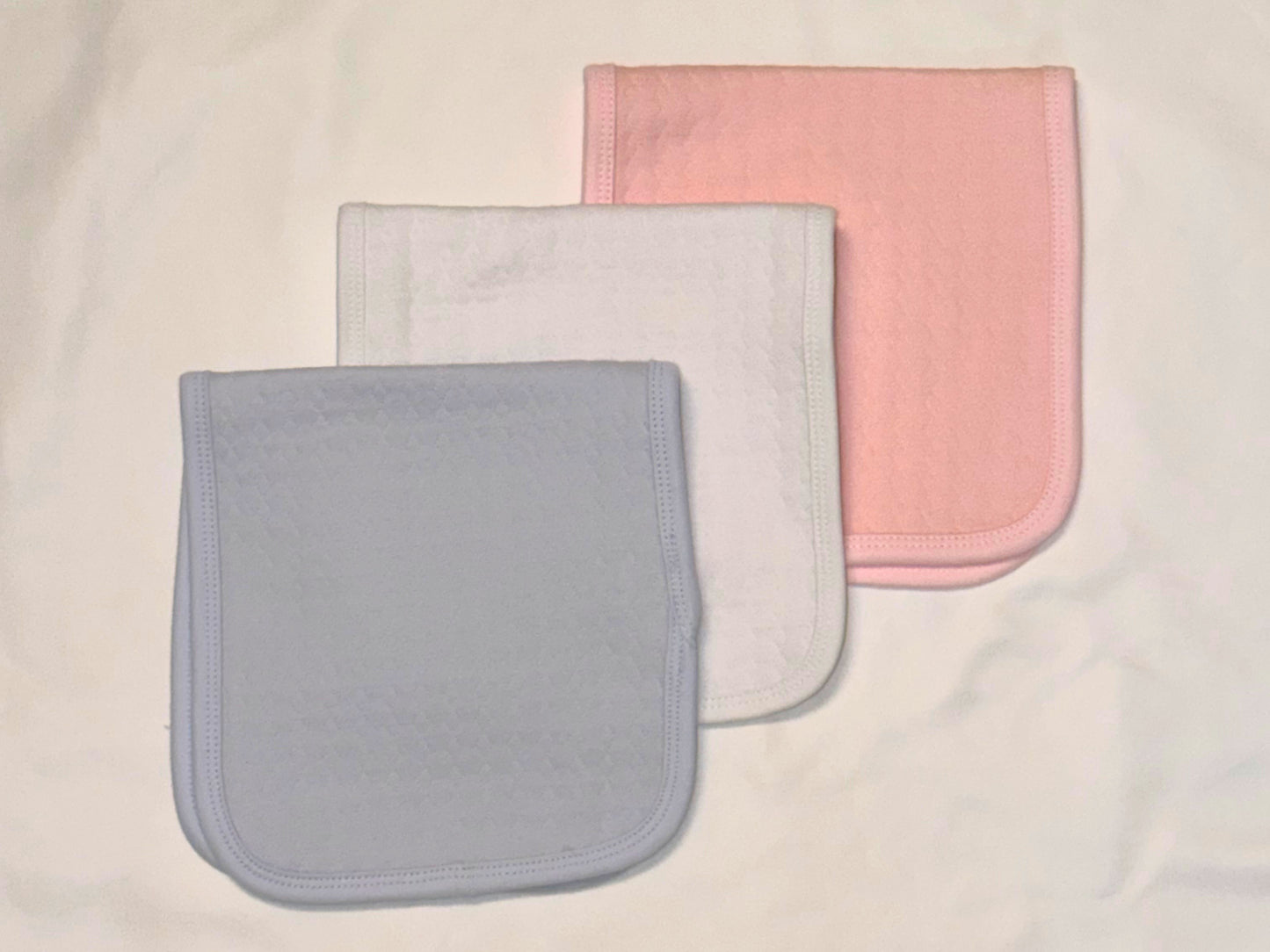 Baby Burp Cloth Slim Pearl Diamond Quilted Pink, Blue, White