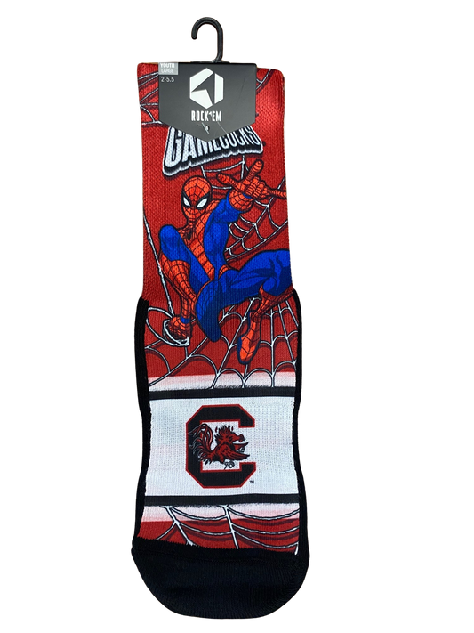CL-MARVEL-SC-SPIDERMAN-WEBSOUT-YTHL SC Gamecocks Spiderman Youth Socks Large
