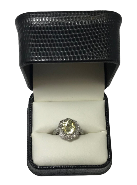 CS6366WLQ 10K White Gold Lemon Quartz / Diamond Ring