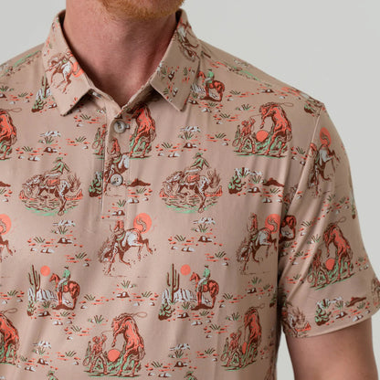 Burlebo Performance Polo - Cowboy Up Khaki