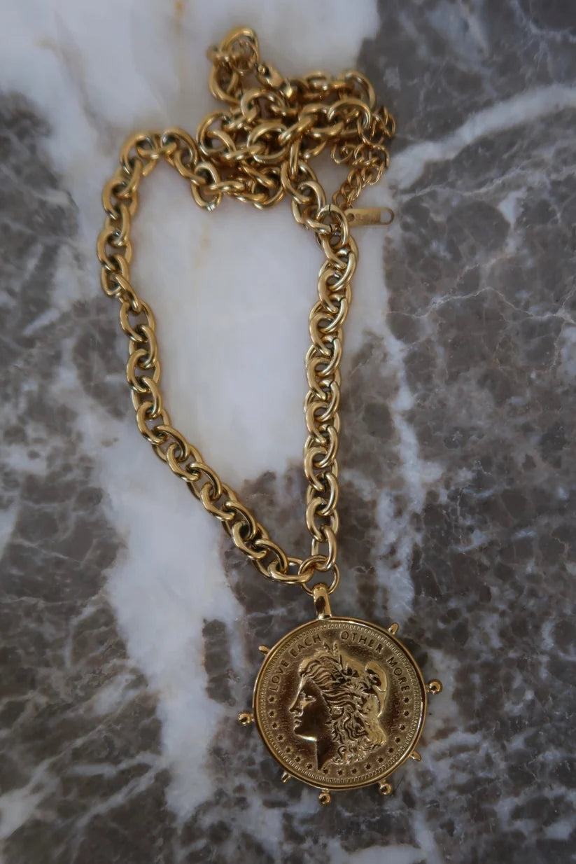 Chansuttpearls The Gold Coin Necklace 18k Gold Plated Stainless Steel Water Resistant 18-20" Long 0