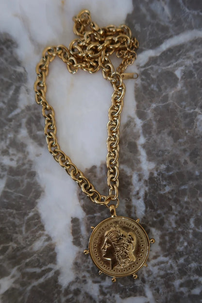 Chansuttpearls The Gold Coin Necklace 18k Gold Plated Stainless Steel Water Resistant 18-20" Long 0