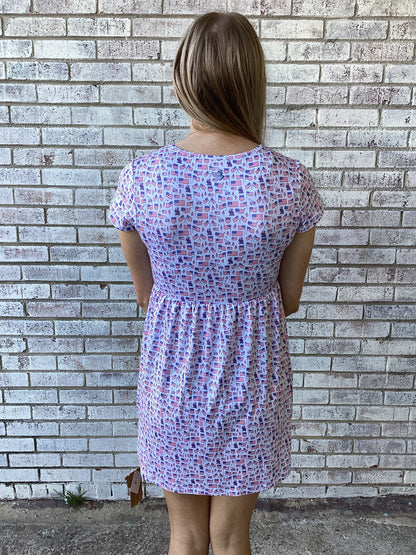Y-MOXD-OLDG Youth Girls Burlebo Moxie Dress Flag Print