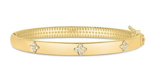 14K Yellow Gold Trilogy Diamond Bangle - 7"