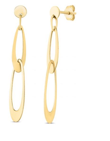 14K Yellow Gold Italian Oval Link Earrings